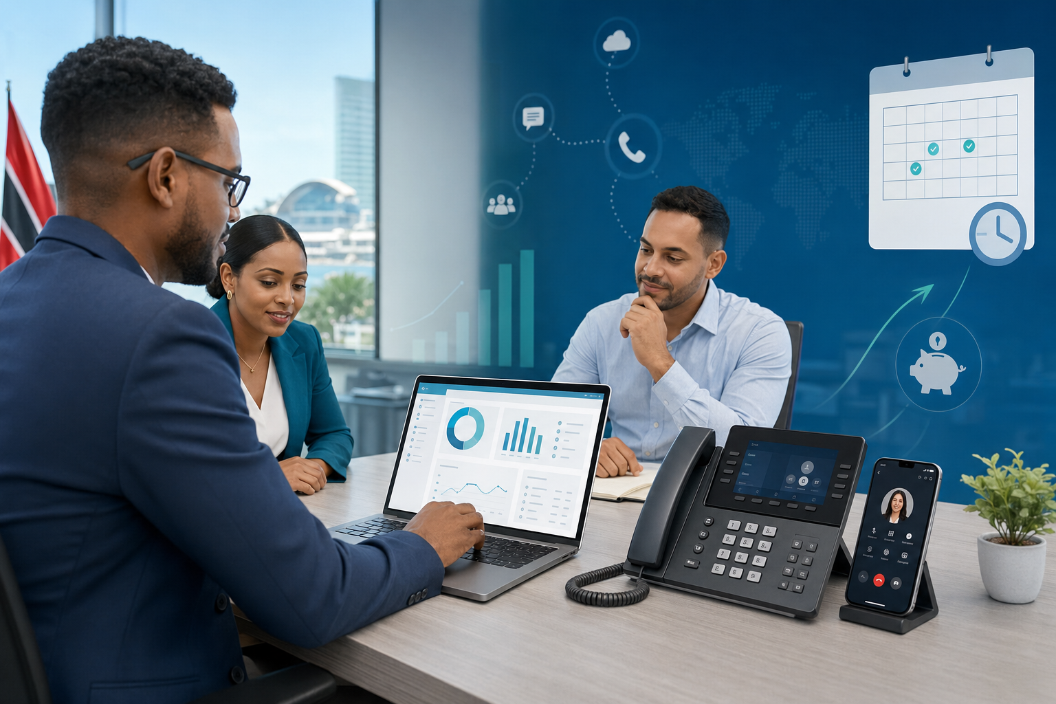 Business team reviewing 3CX phone system licensing and renewal planning