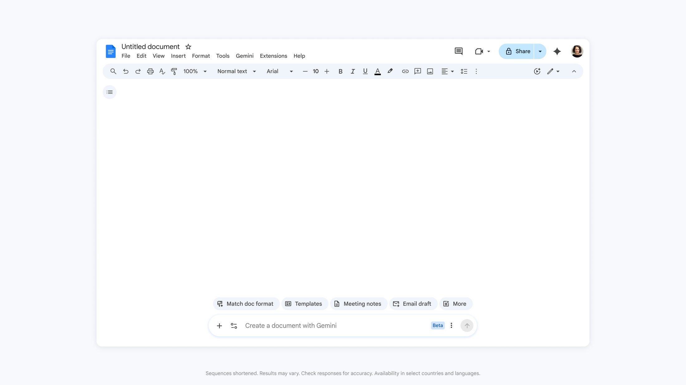 Gemini helping create a first draft in Google Docs from business context