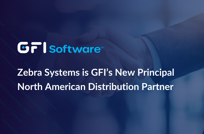 GFI Software announcement image about Zebra Systems becoming a principal North American distribution partner
