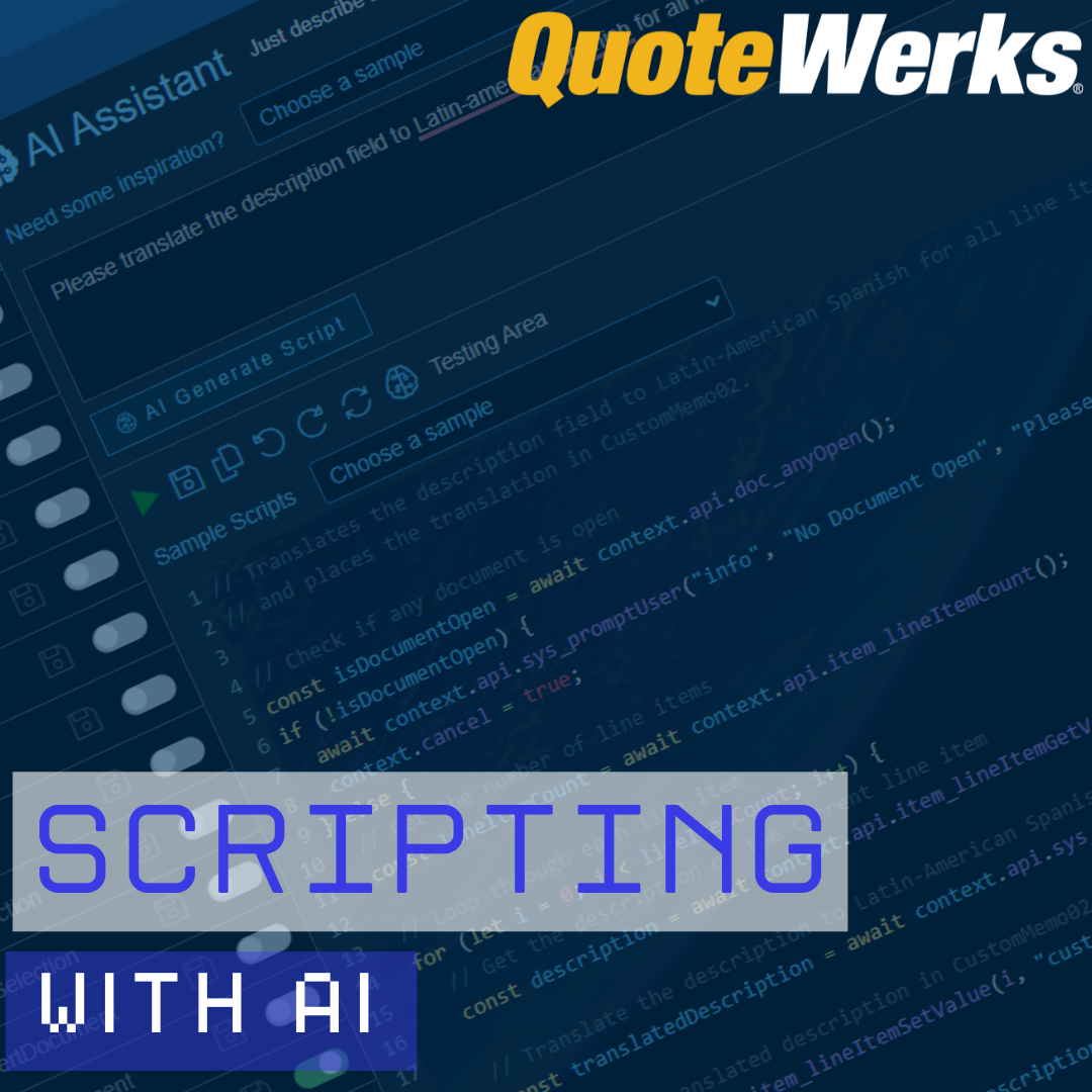 QuoteWerks Web event scripting and AI assistant source visual