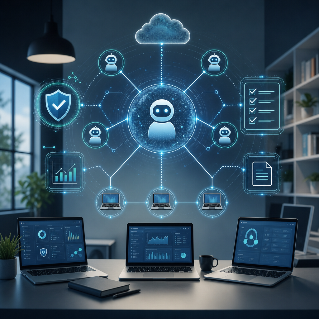 AI agent governance dashboard for Microsoft 365 with security controls and connected business apps