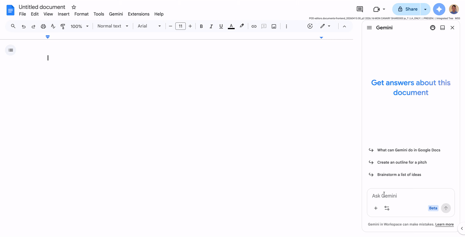 Gemini custom instructions in Google Docs