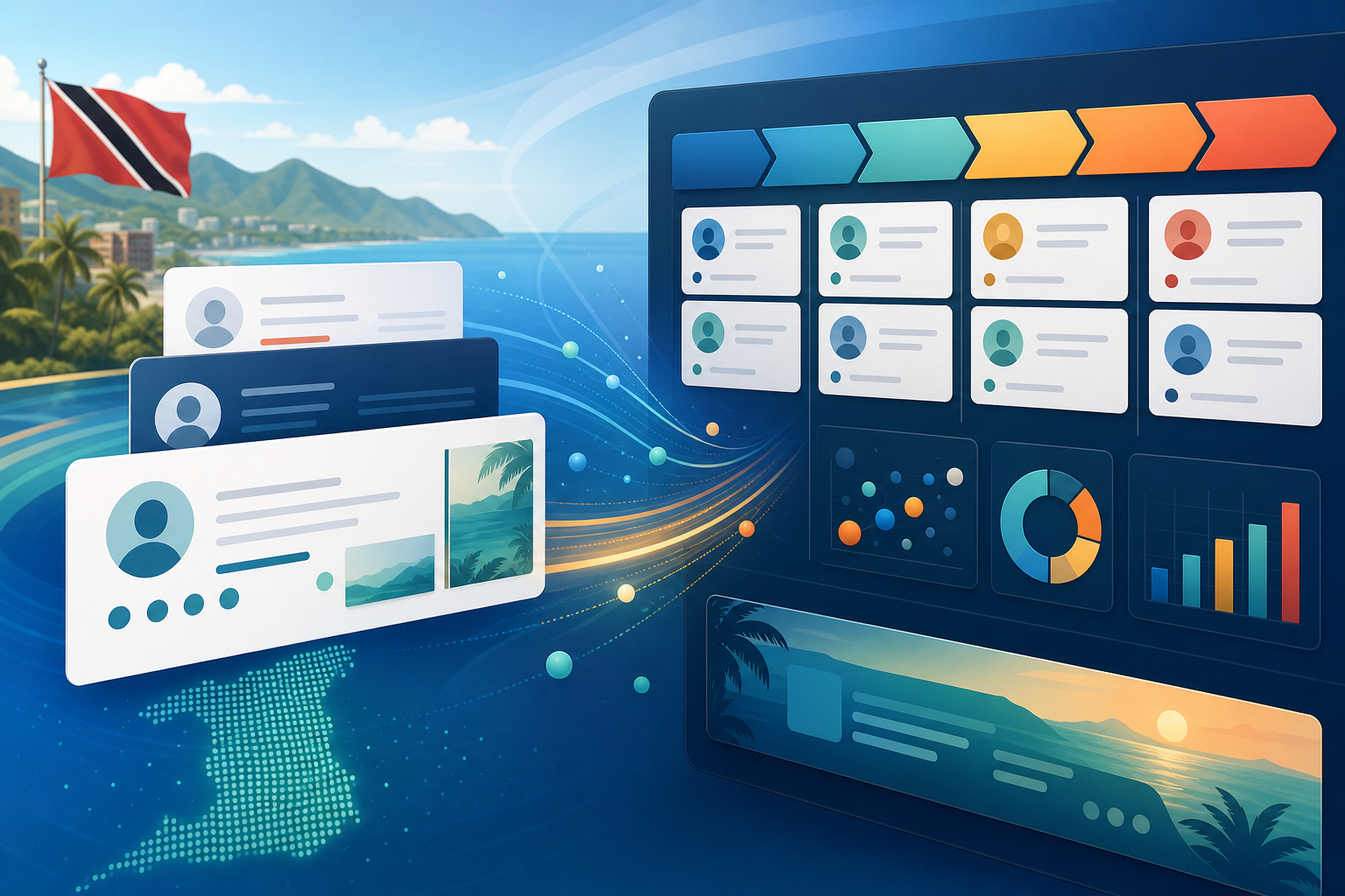 Abstract CRM-connected email signature campaign dashboard for SMB sales follow-up