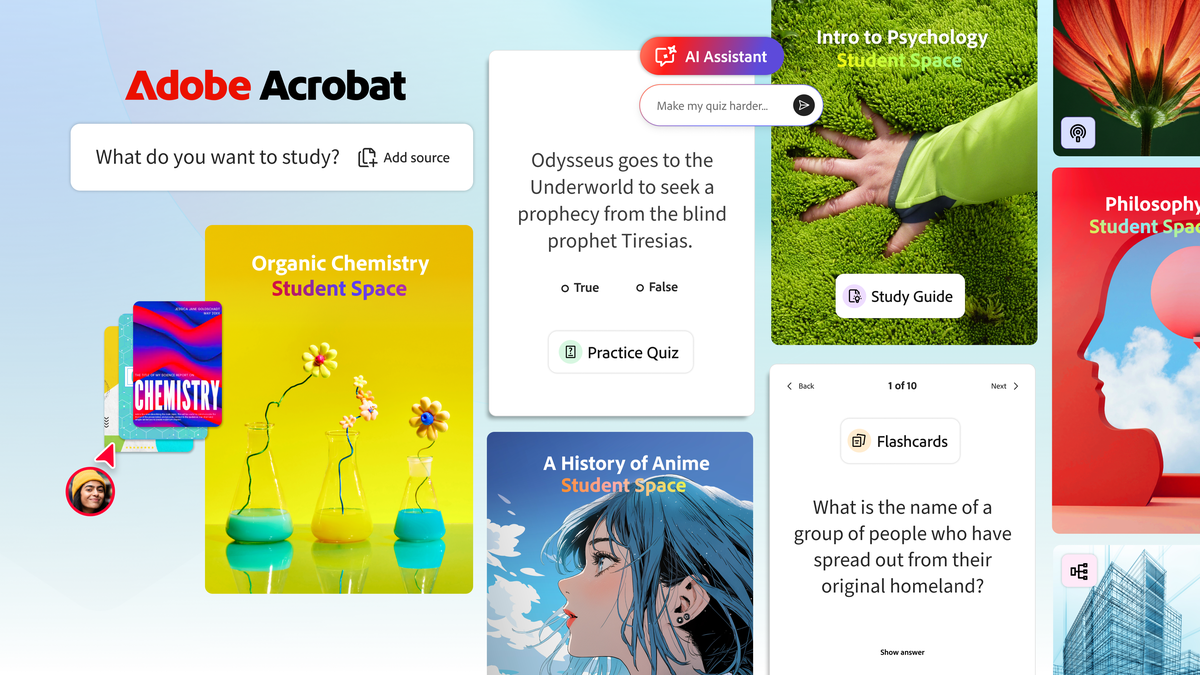 Adobe Acrobat Student Spaces product interface preview