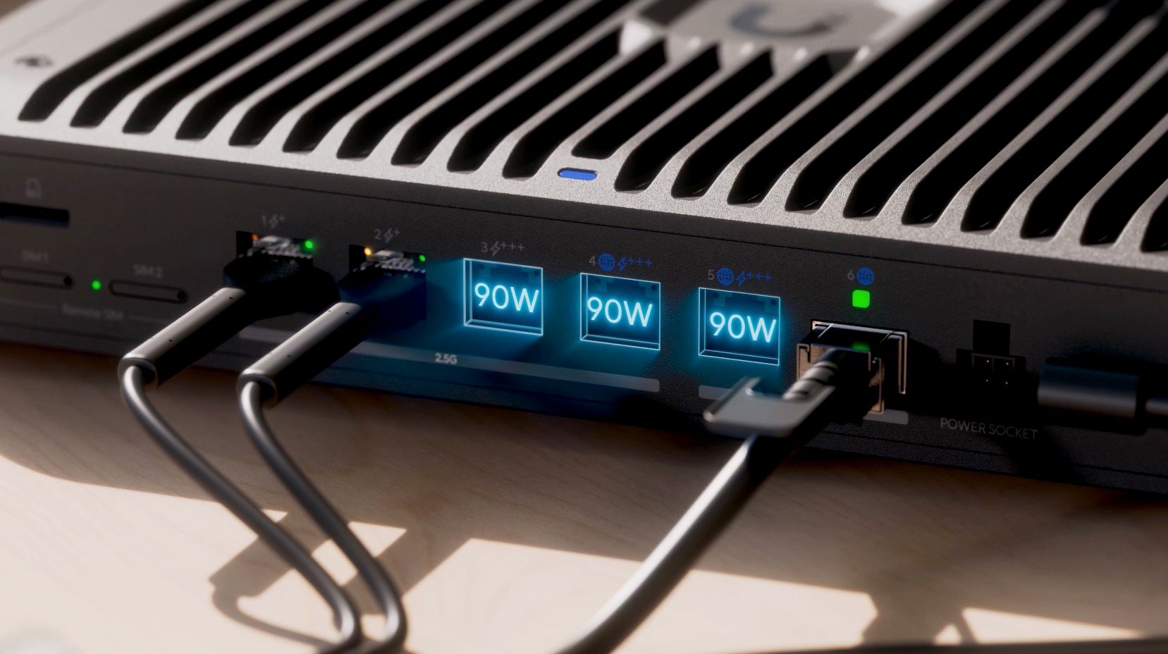 UniFi Industrial product visual from Ubiquiti showing rugged gateway connectivity and power capability