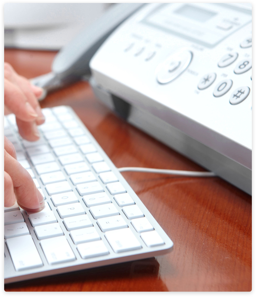 Email-to-fax workflow shown as a modern office document process