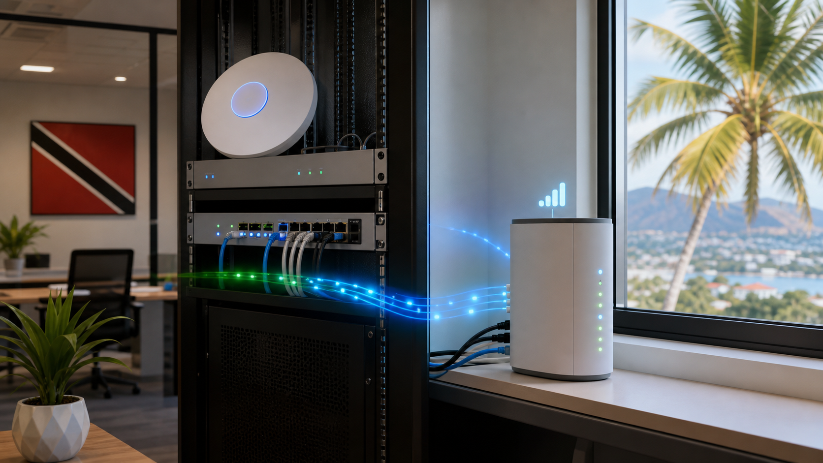 Small business network with primary fibre and UniFi 5G backup failover