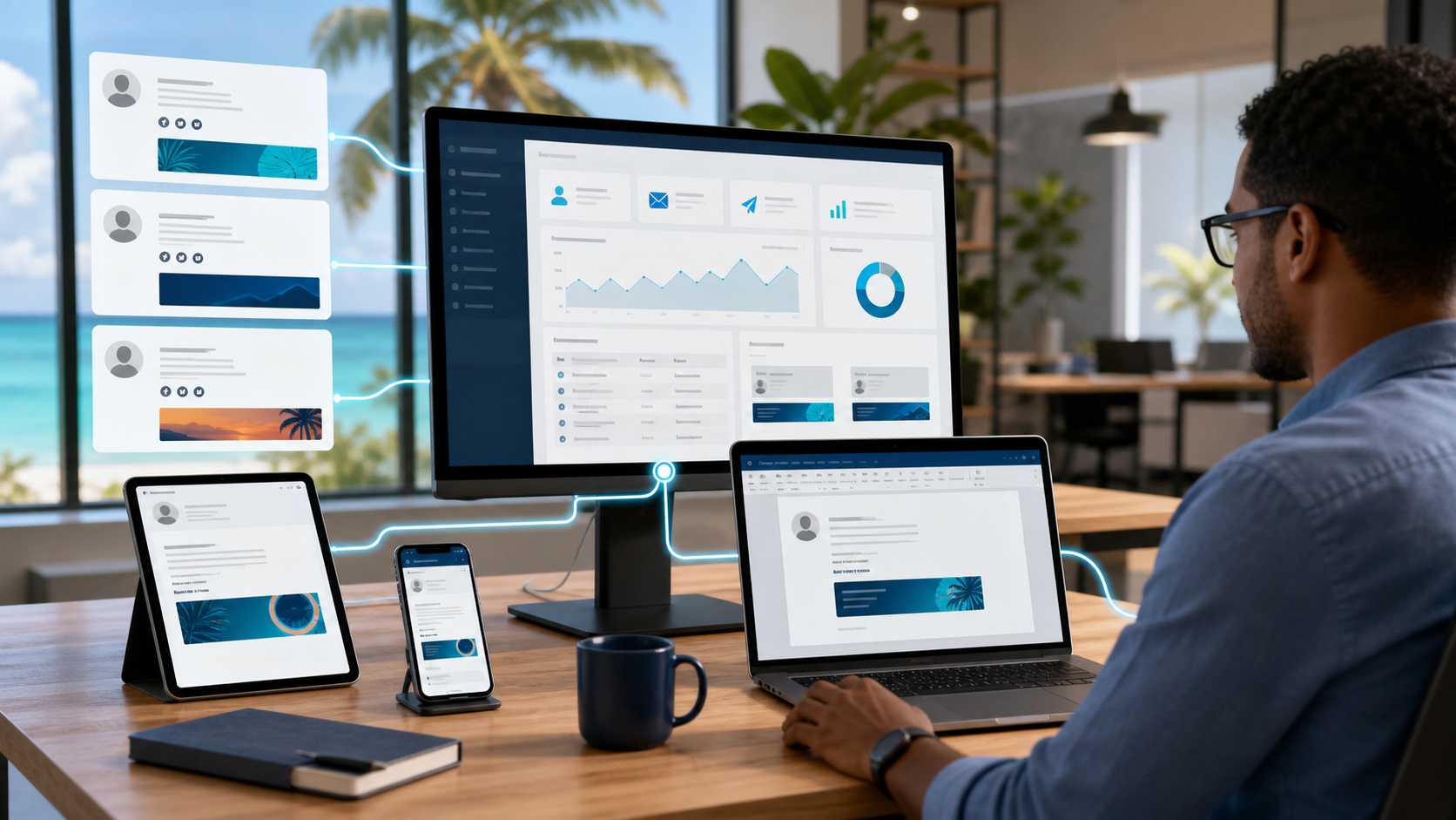 Central dashboard managing email signatures and campaign banners across business devices