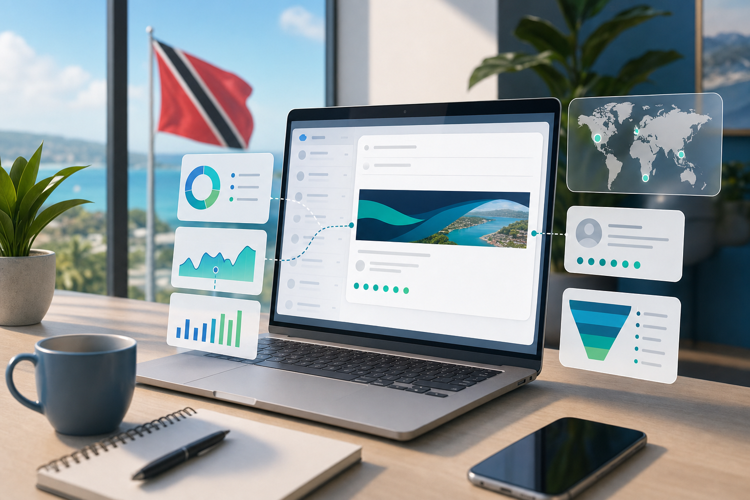 Abstract analytics dashboard showing email signature banner engagement signals