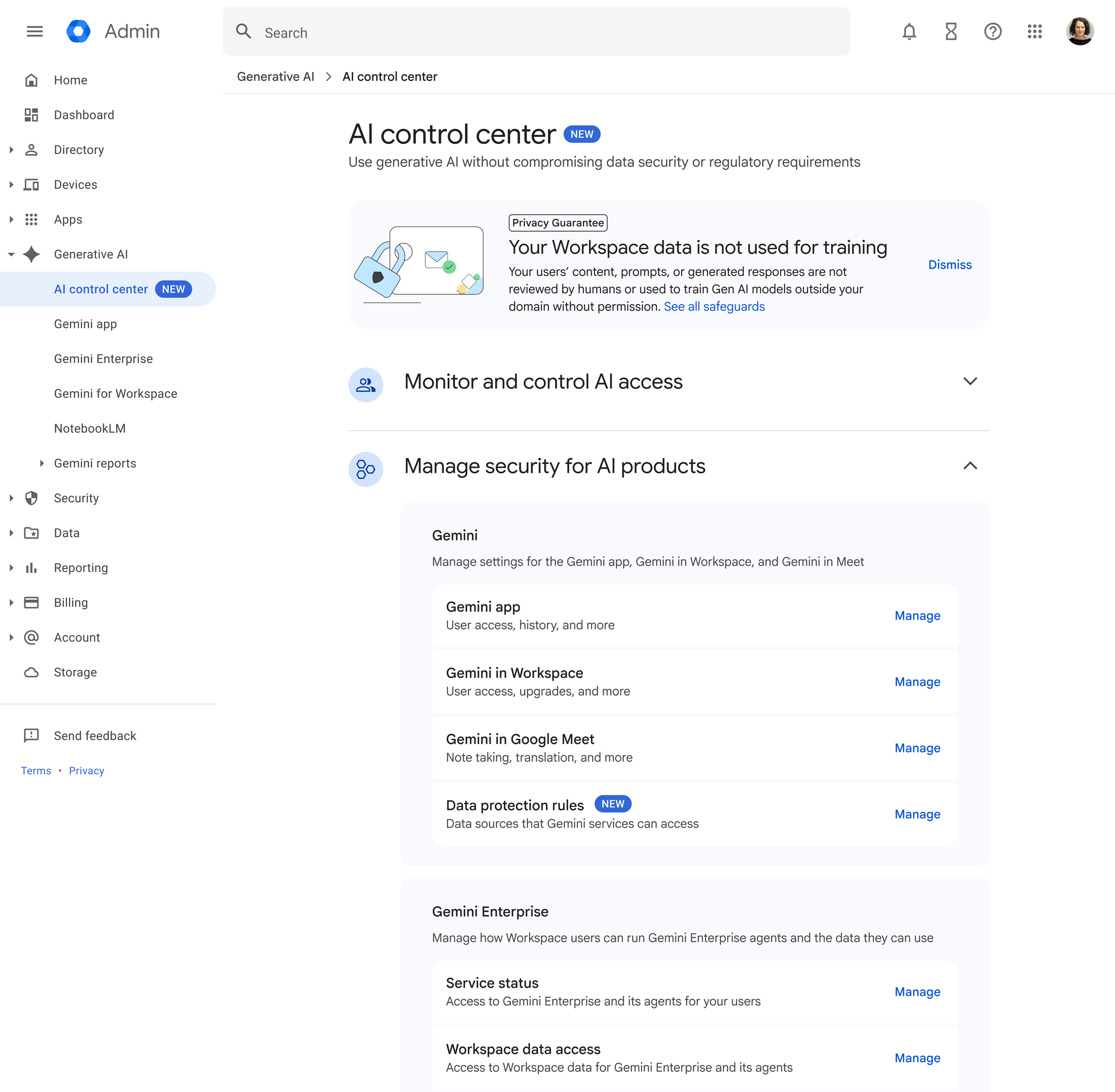 Google Workspace AI control center for governing agent access