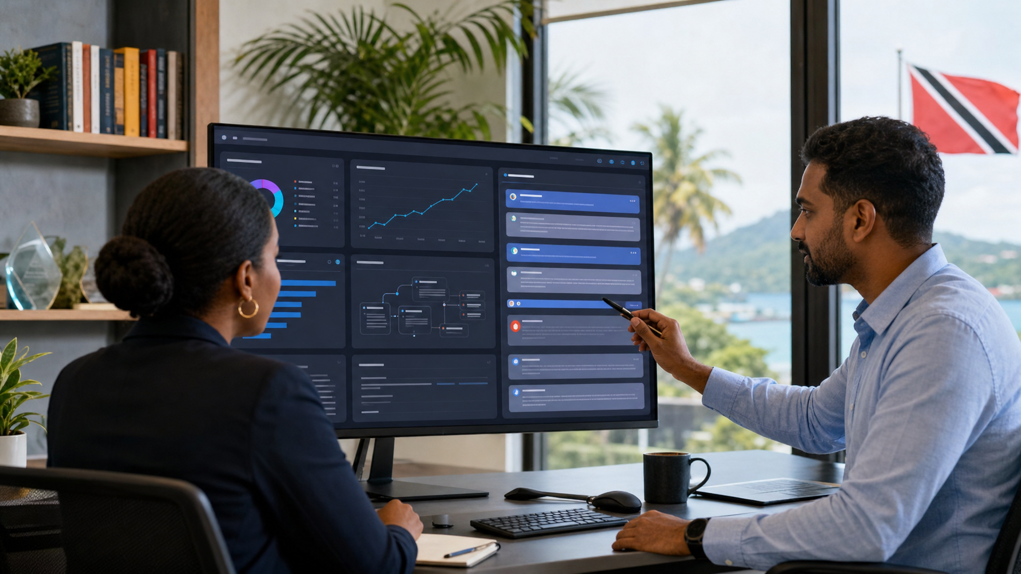 Business team reviewing AI search visibility and website content analytics