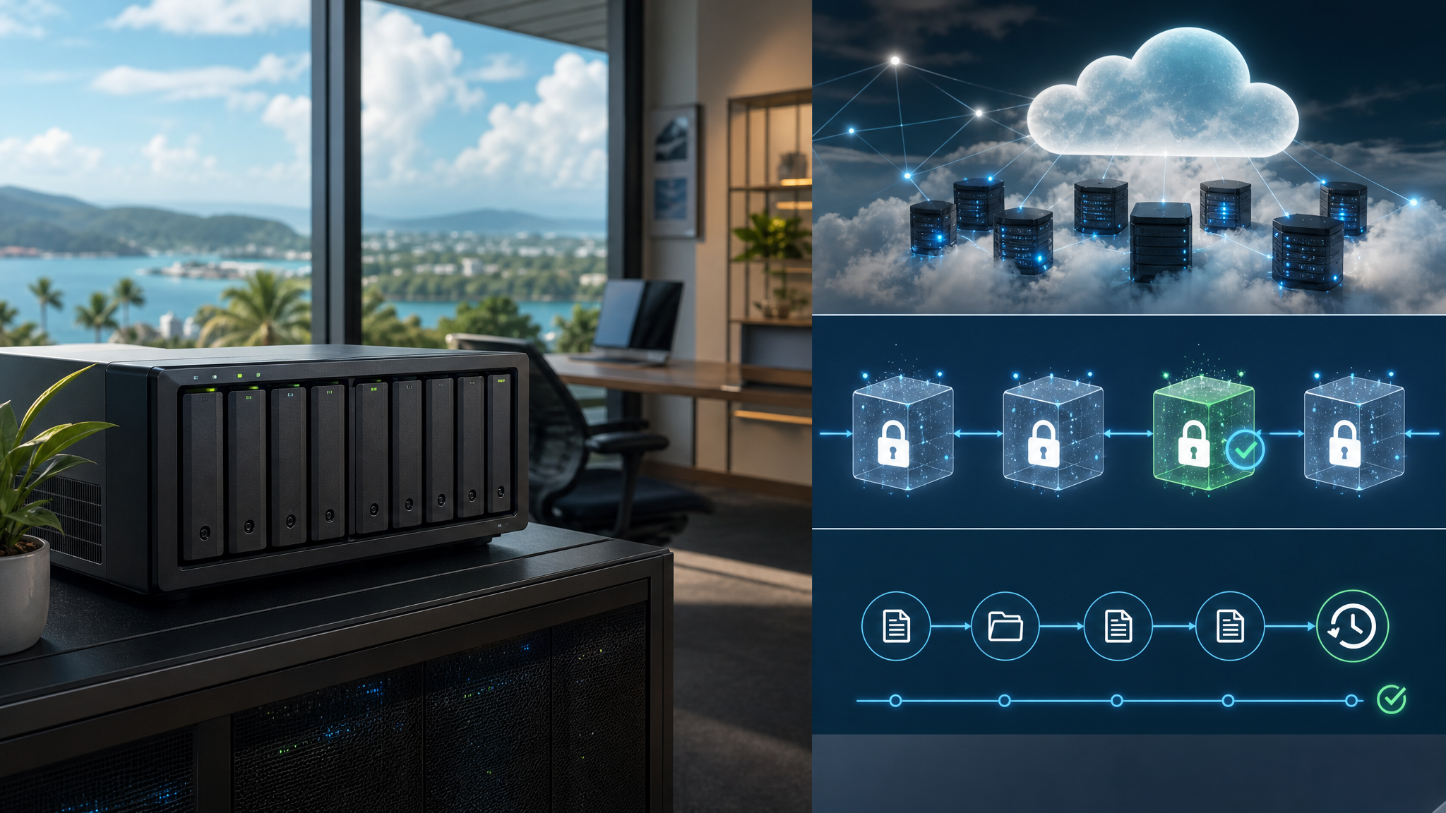 Offsite backup dashboard with immutable cloud storage and recovery verification
