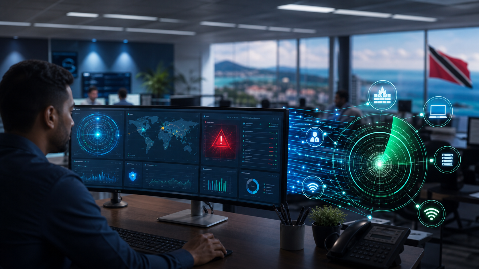 AI-assisted anomaly detection dashboard monitoring SMB network security