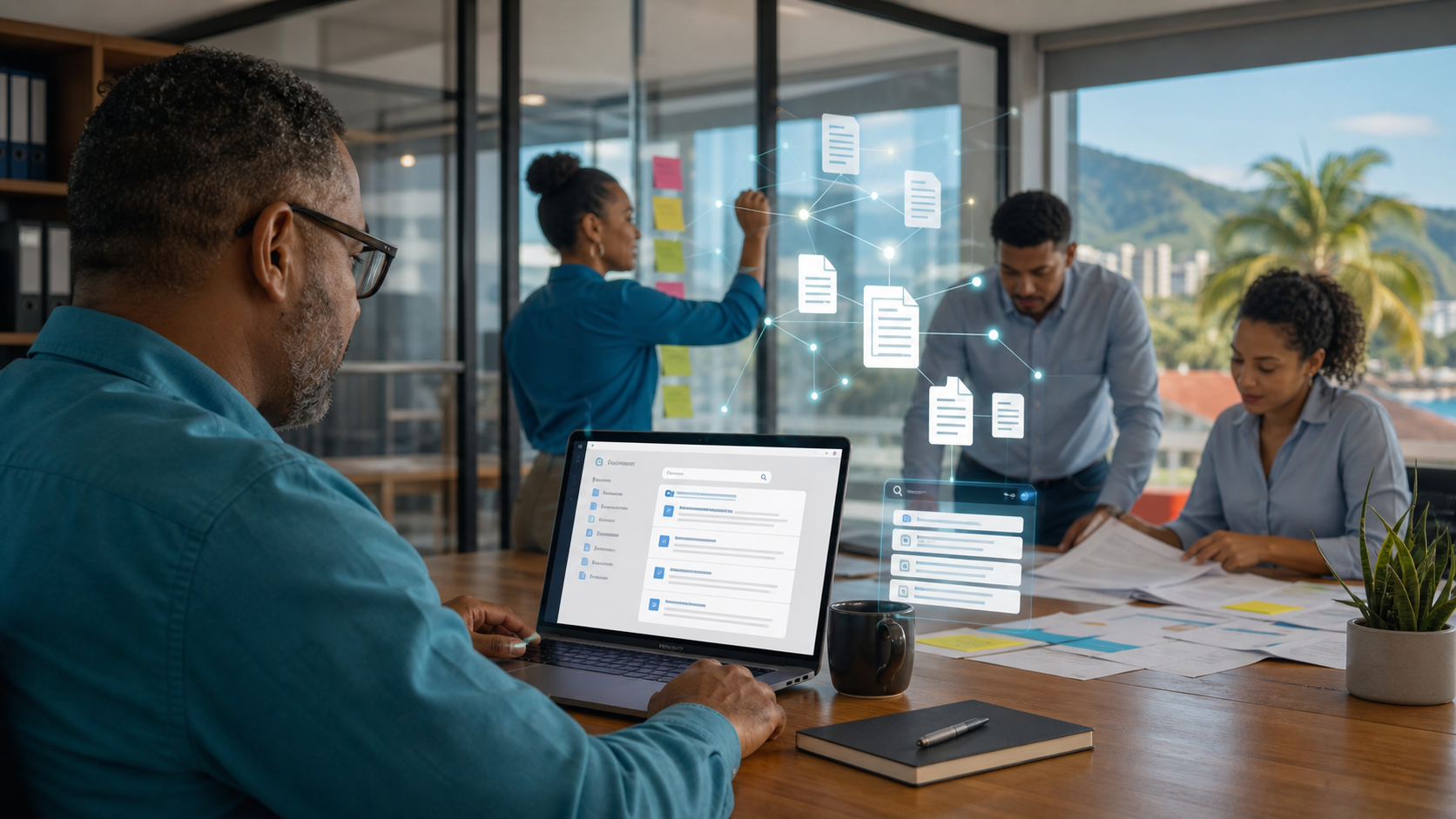 Small business team building a searchable AI-powered knowledge playbook