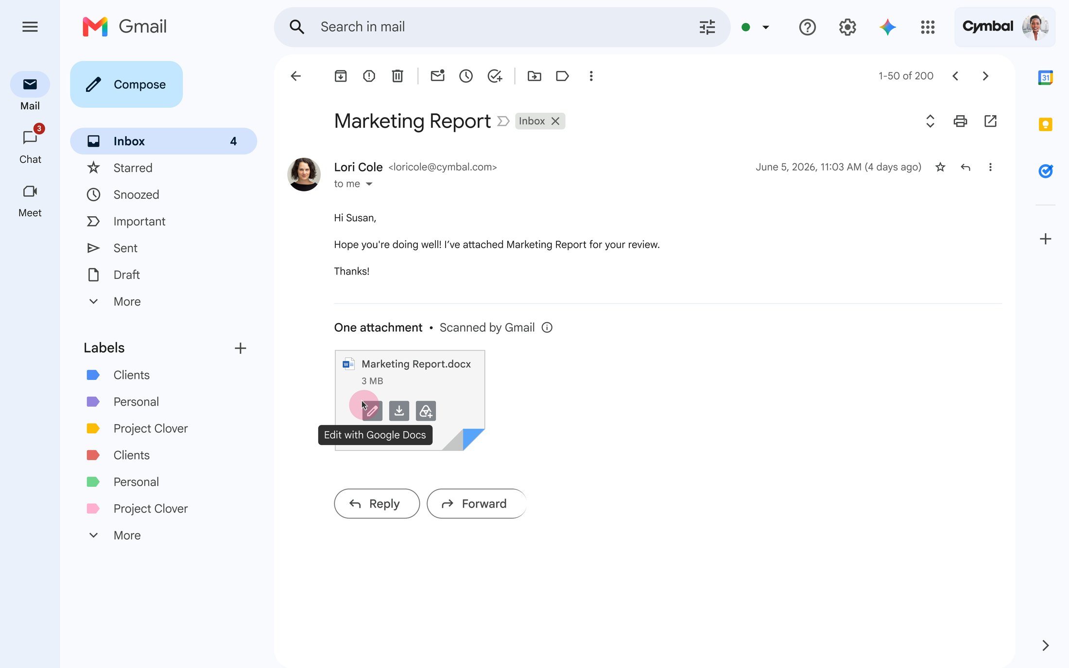 Gmail Office editing mode for Microsoft Office attachments