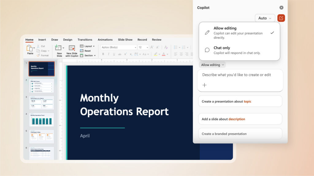 Copilot editing content in Microsoft 365