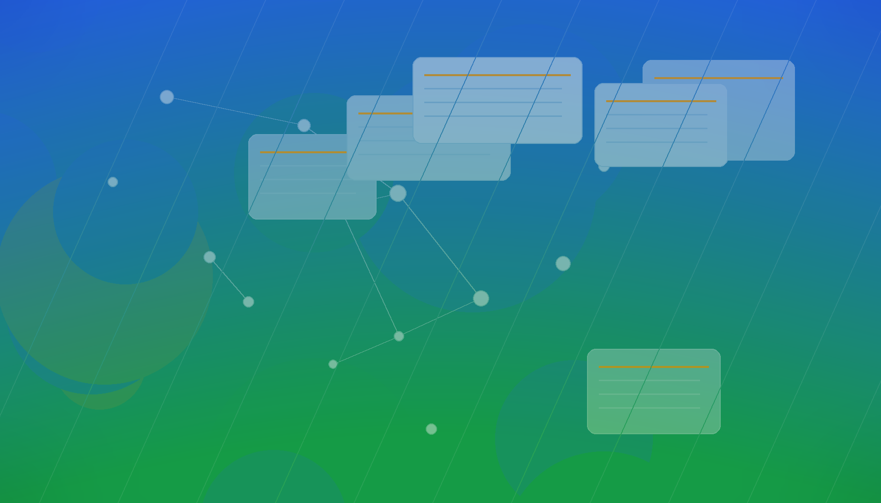 Abstract secure Google Workspace workflow with connected email, documents, spreadsheets and chat panels