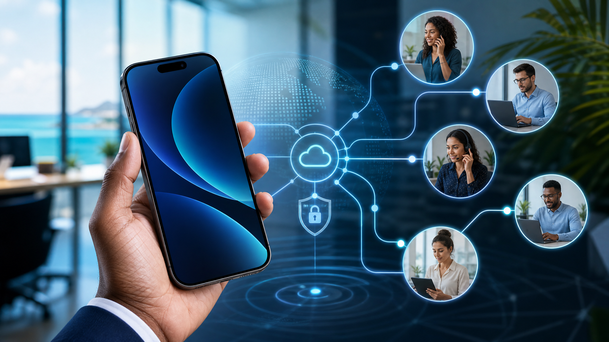 Mobile 3CX iOS business phone system access for a Trinidad and Tobago team