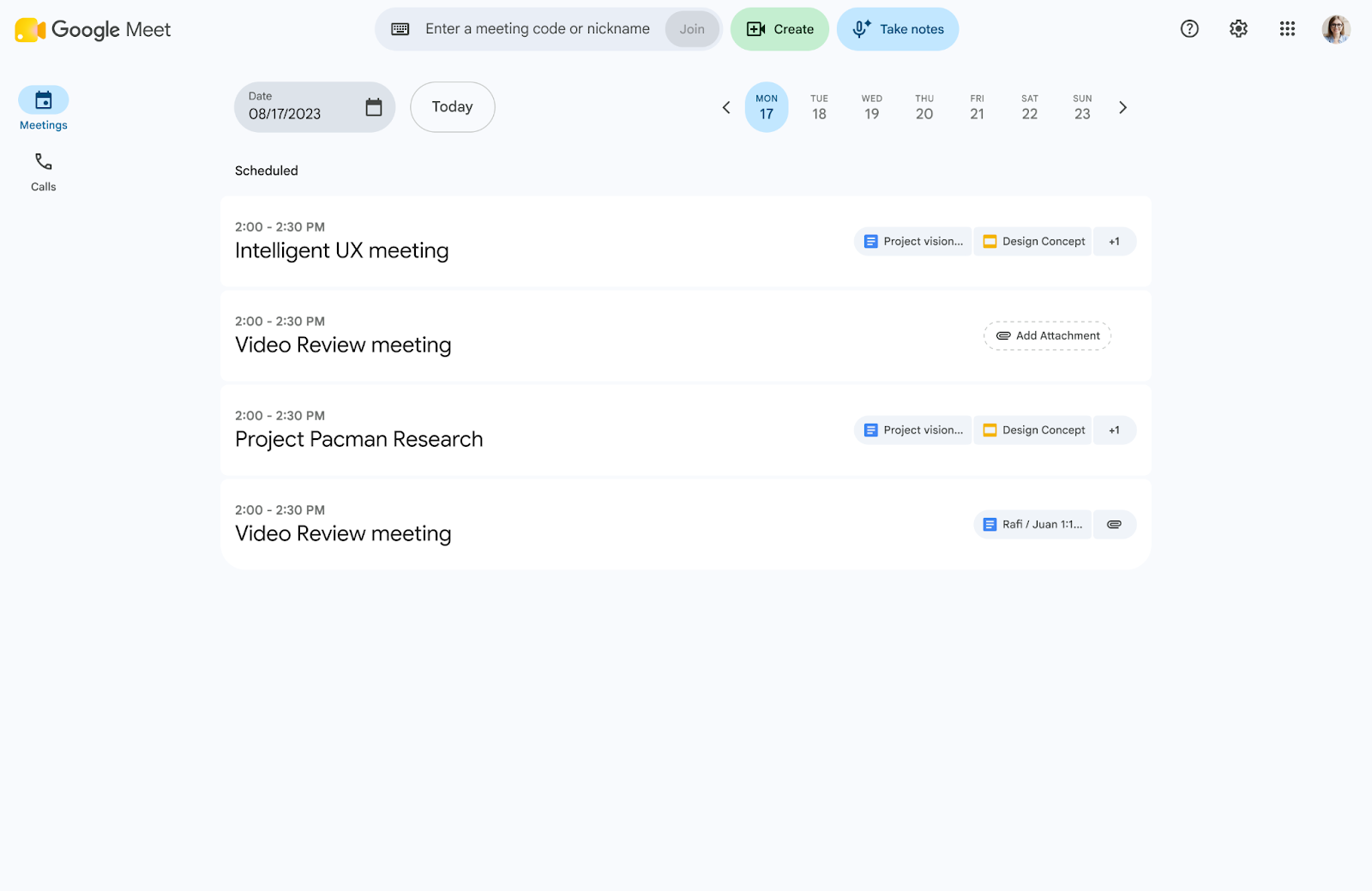 Take Notes button in Meet on Web