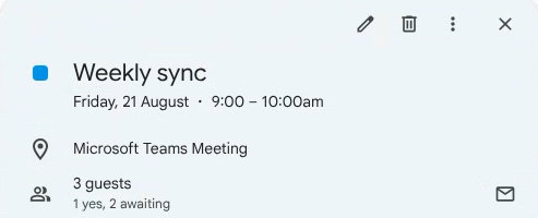 Calendar invite showing video link in location field