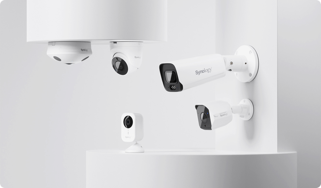 Synology hybrid surveillance architecture showing on-premises and cloud deployment options